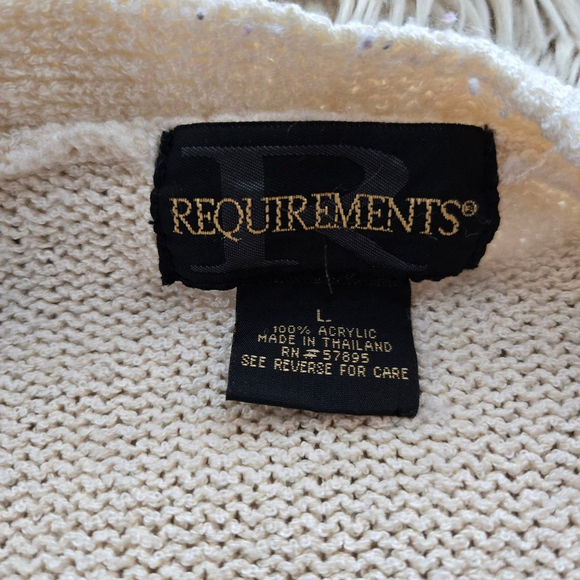 Vintage Cottagecore Eyelet Knit Pearl Button Shirt Sleeve Ivory Sweater Large - Picture 6 of 6